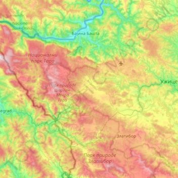 Градска општина Ужице topographic map, elevation, terrain