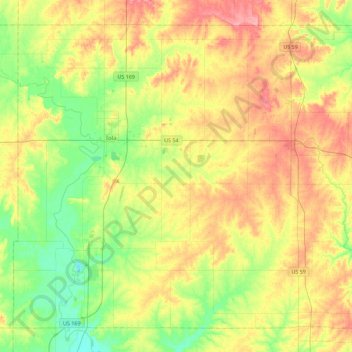 Allen County topographic map, elevation, terrain