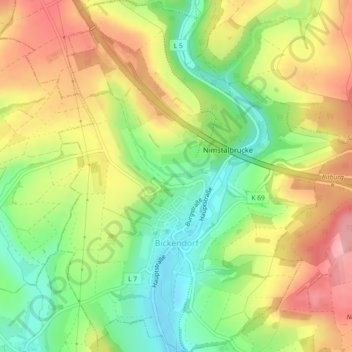 Bickendorf topographic map, elevation, terrain