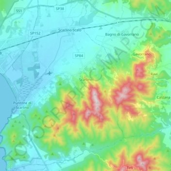 Scarlino topographic map, elevation, terrain