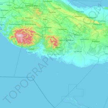 Sancti Spíritus topographic map, elevation, terrain