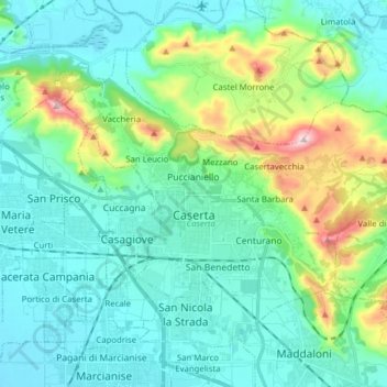 Caserte topographic map, elevation, terrain