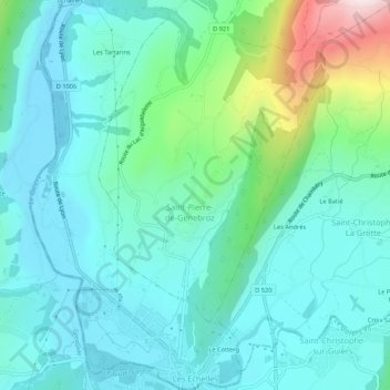 Les Échelles topographic map, elevation, terrain