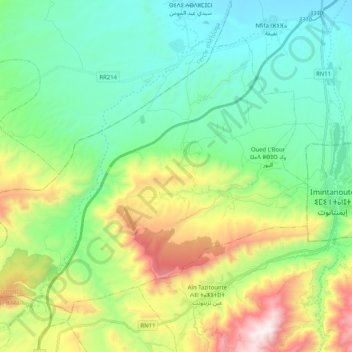 Oued L'Bour topographic map, elevation, terrain