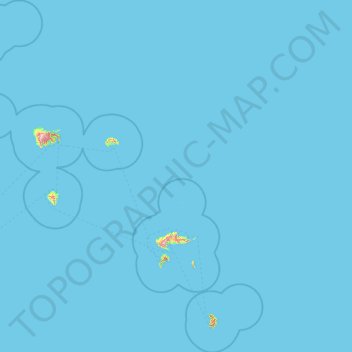 Îles Marquises topographic map, elevation, terrain