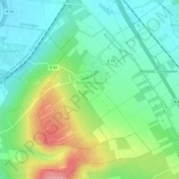 Biebelsheim topographic map, elevation, terrain