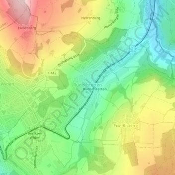 Rudolfstetten-Friedlisberg topographic map, elevation, terrain