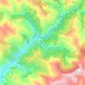 Seoane do Courel topographic map, elevation, terrain