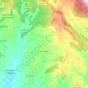 Perafita topographic map, elevation, terrain