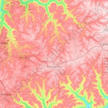 Farroupilha topographic map, elevation, terrain