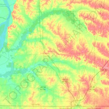 Hickman County topographic map, elevation, terrain