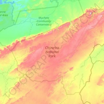 Chizarira National Park topographic map, elevation, terrain