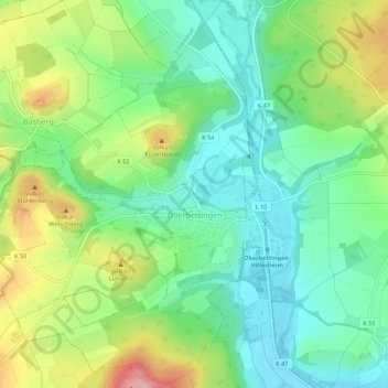 Oberbettingen topographic map, elevation, terrain