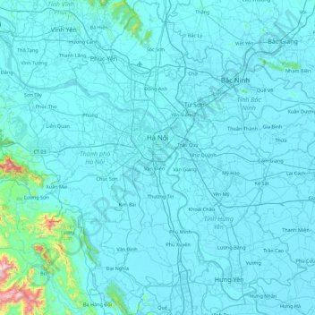 Hanoi topographic map, elevation, terrain
