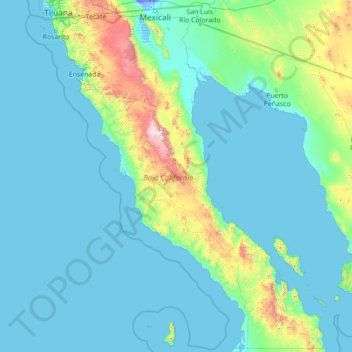 Basse Californie topographic map, elevation, terrain