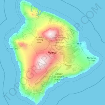 Hawaii topographic map, elevation, terrain