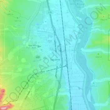 Socorro topographic map, elevation, terrain