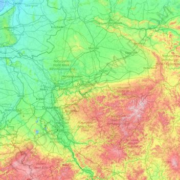 Renania Settentrionale-Vestfalia topographic map, elevation, terrain