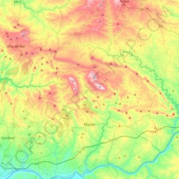 Mação topographic map, elevation, terrain