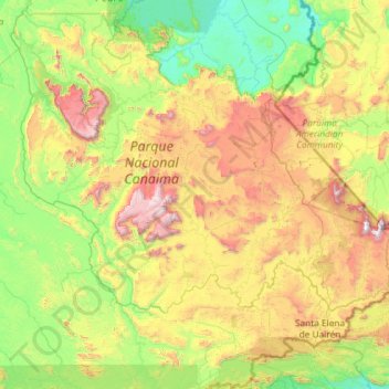 Parroquia Sección Capital Gran Sabana topographic map, elevation, terrain