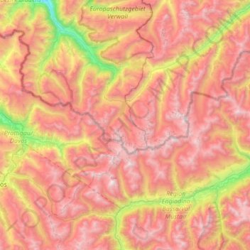 Silvretta topographic map, elevation, terrain