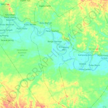 Kecamatan Inuman topographic map, elevation, terrain