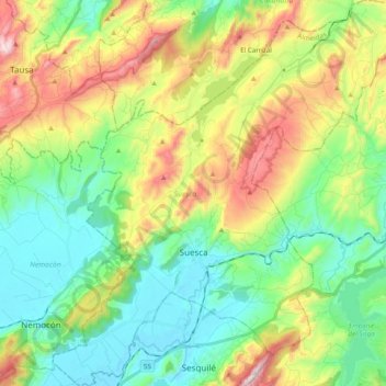 Suesca topographic map, elevation, terrain