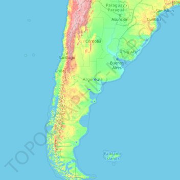Argentina topographic map, elevation, terrain