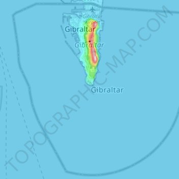 Gibraltar topographic map, elevation, terrain