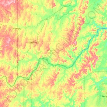 Hughes County topographic map, elevation, terrain