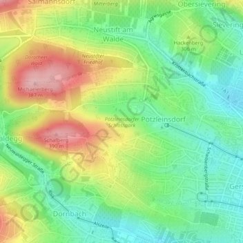 Pötzleinsdorfer Schlosspark topographic map, elevation, terrain