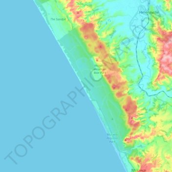 Muriwai Beach topographic map, elevation, terrain