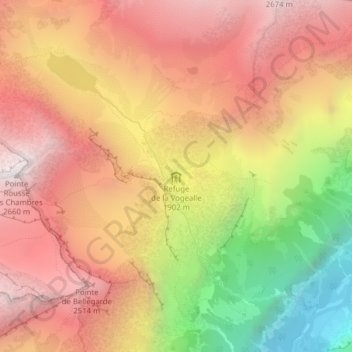 Refuge de la Vogealle topographic map, elevation, terrain