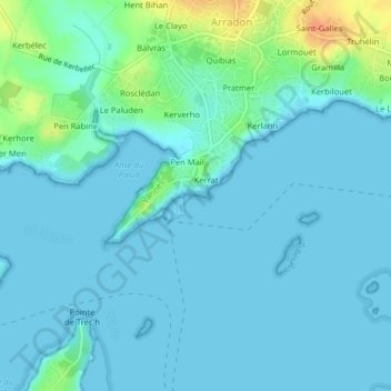 Plage de la carrière topographic map, elevation, terrain