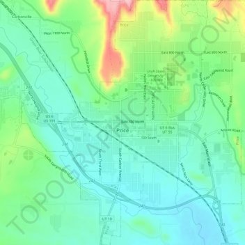 Price topographic map, elevation, terrain