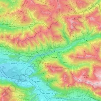 Großes Walsertal topographic map, elevation, terrain