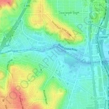 Elbert Triangle Park topographic map, elevation, terrain