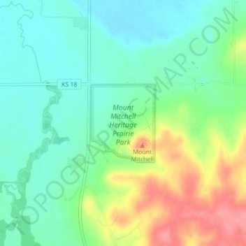 Mount Mitchell Heritage Prairie Park topographic map, elevation, terrain