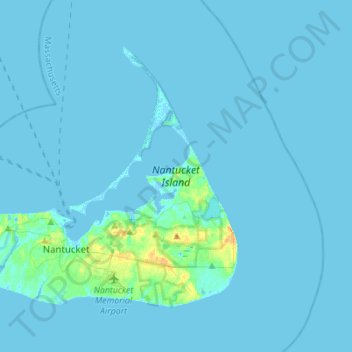 Nantucket Island topographic map, elevation, terrain