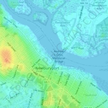 A34 topographic map, elevation, terrain