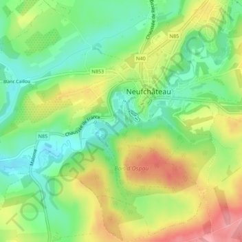 Lac de Neufchâteau topographic map, elevation, terrain