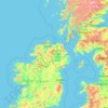 Northern Ireland topographic map, elevation, relief