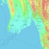 Yangon topographic map, elevation, relief
