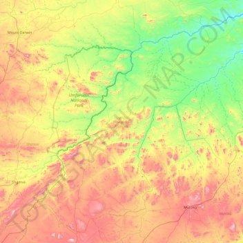 Uzumba-Maramba-Pfungwe topographic map, elevation, relief